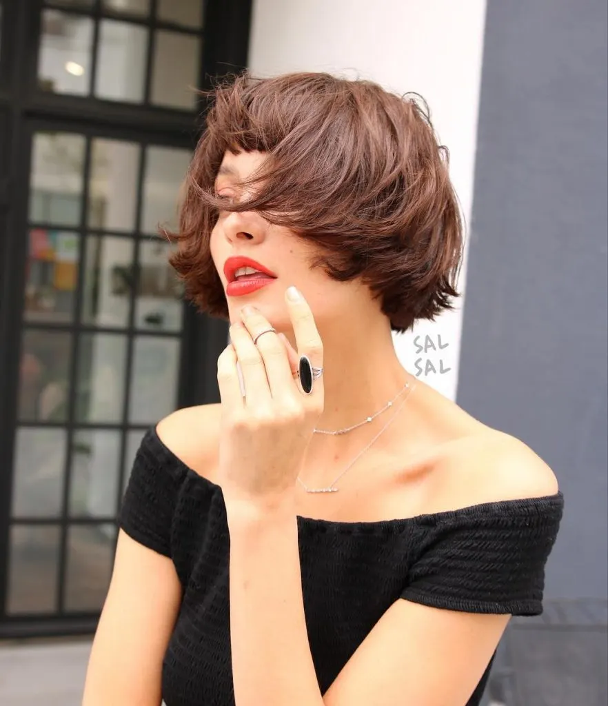 blunt french bob with bangs