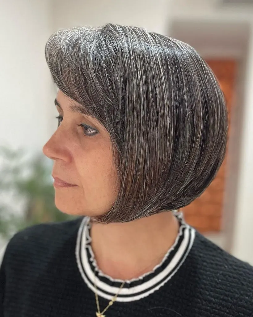 bob cut with bangs for older women
