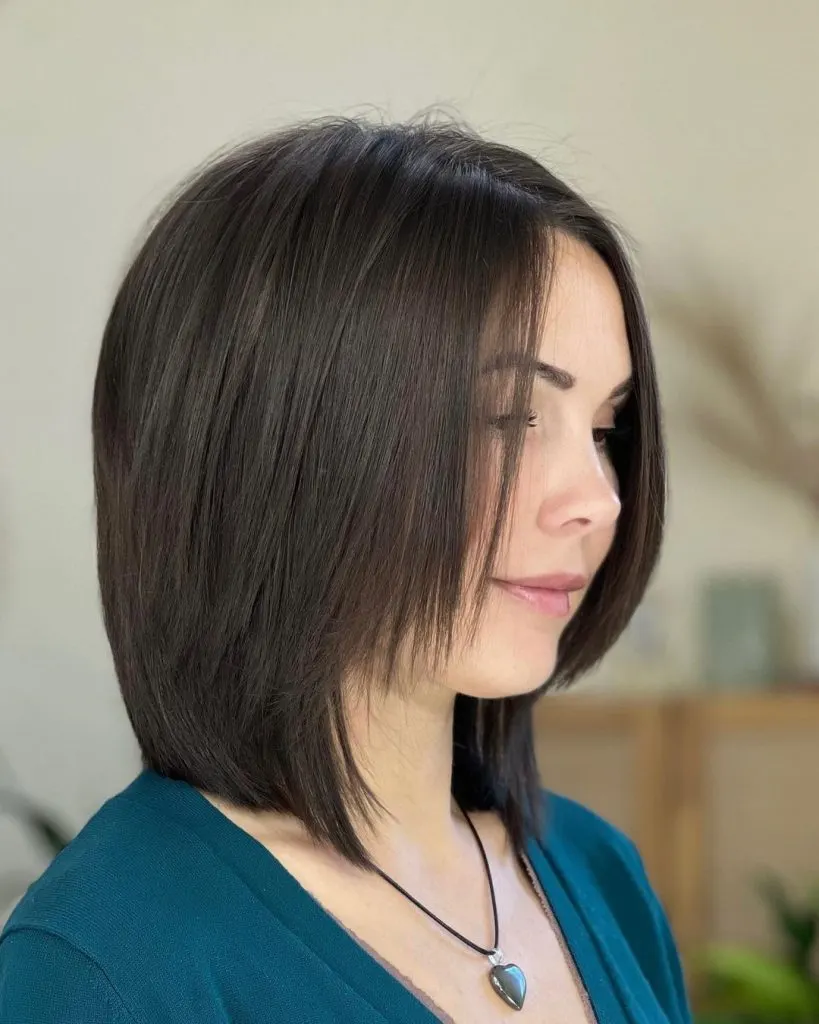 bob cut with uneven bangs for fine hair