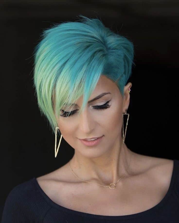 emerald green pixie cut for thick hair