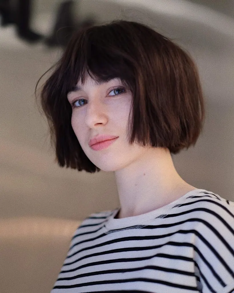 jaw length blunt bob with bangs