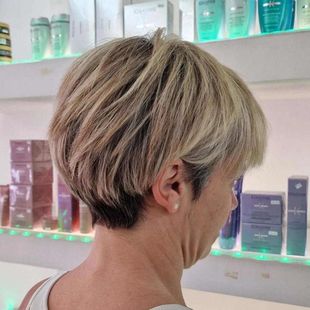 long pixie cut for thick hair with babylights