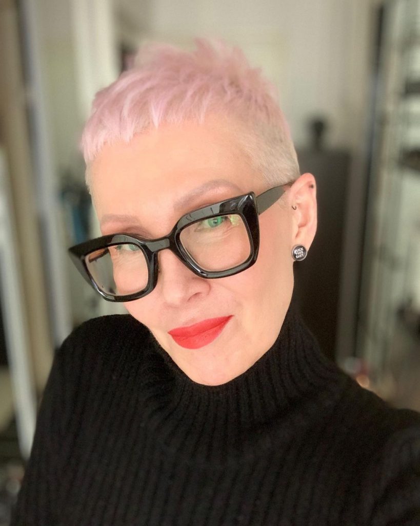 pastel pink short hairstyle for fine hair