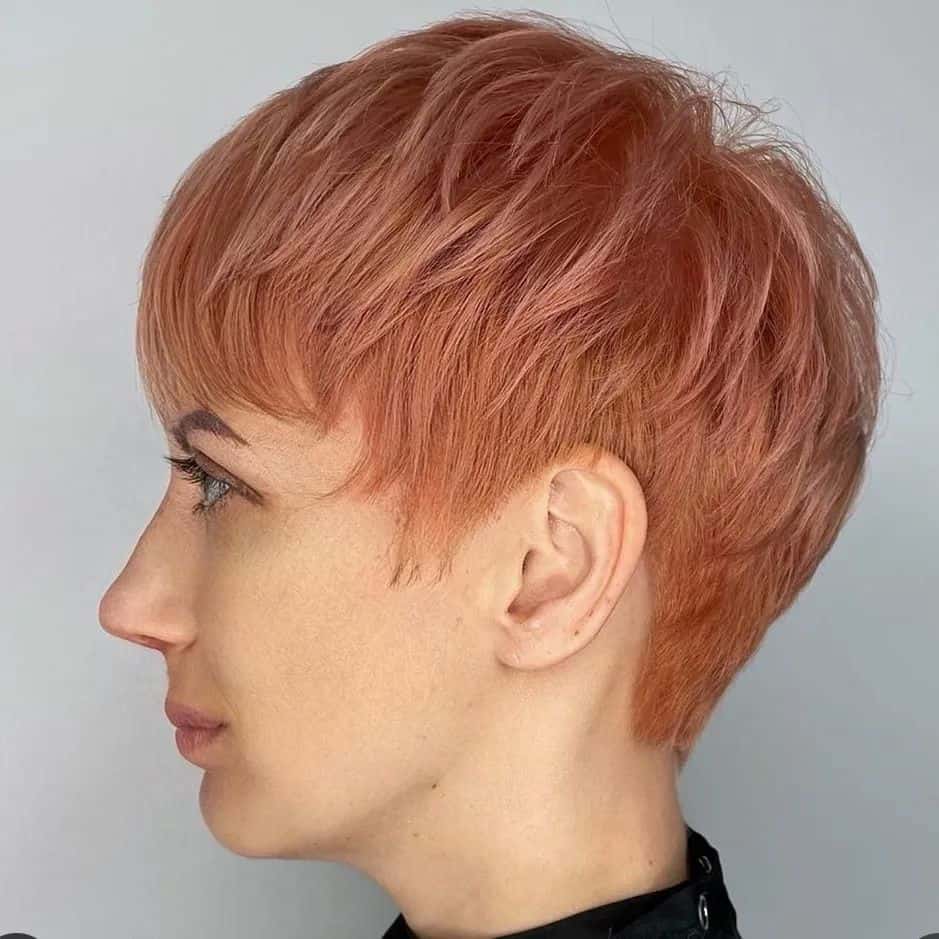 peach pixie cut for round faces