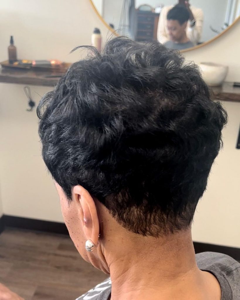 pixie cut for thick hair with tapered neck