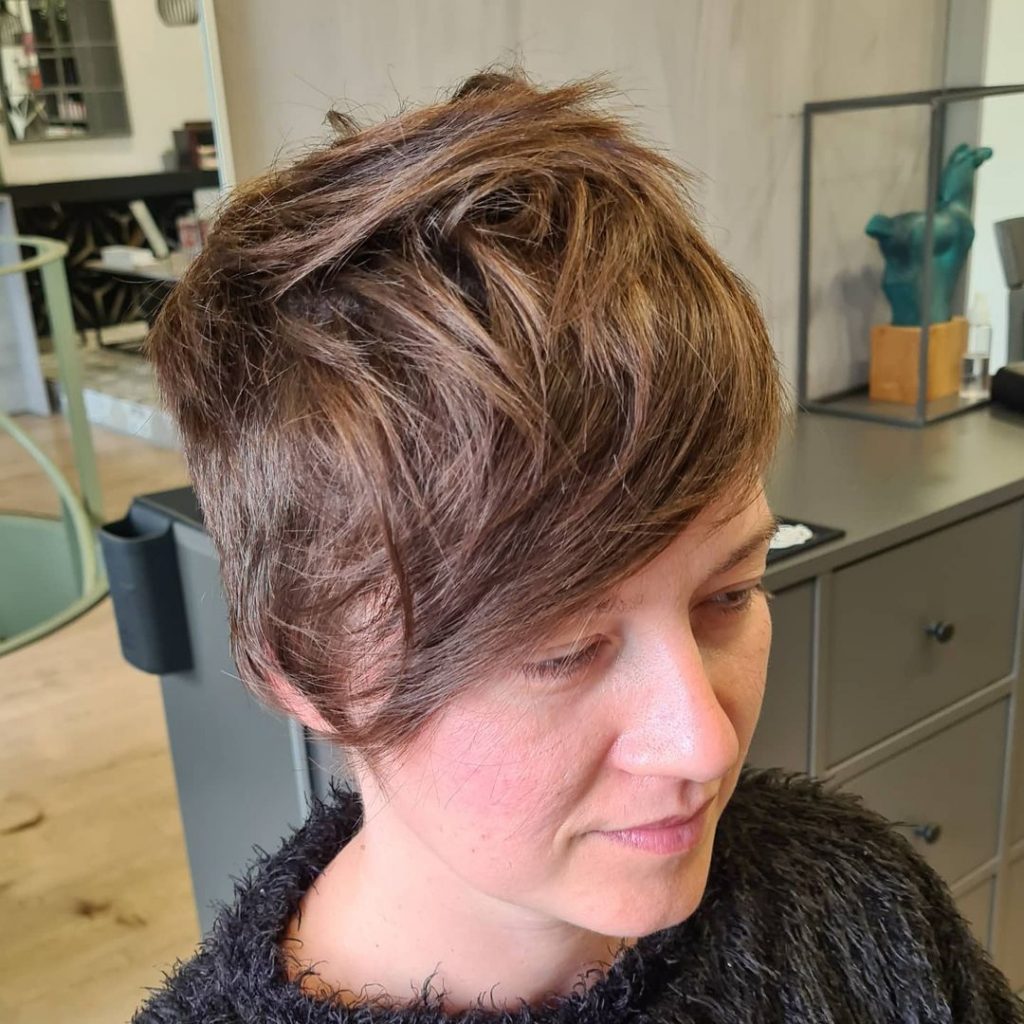 pixie cut with angled layers