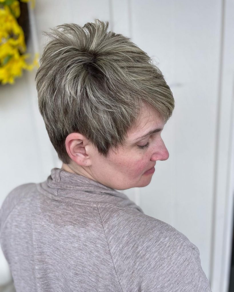 pixie cut with raised crown for thick hair