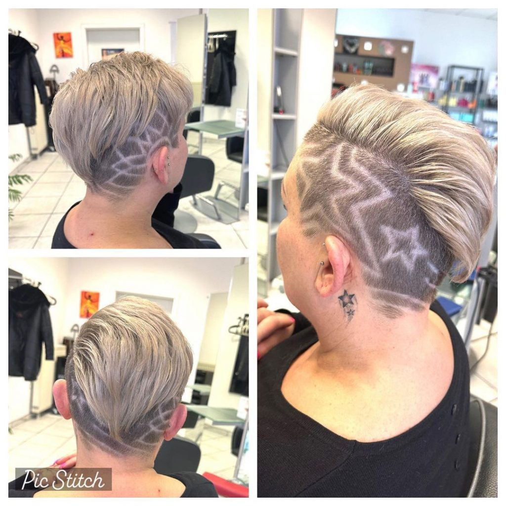 pixie for thick hair with tattooed undercut