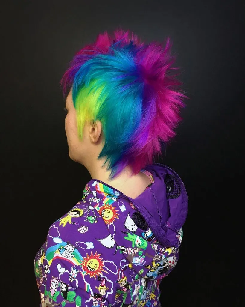 rainbow pixie cut for round faces