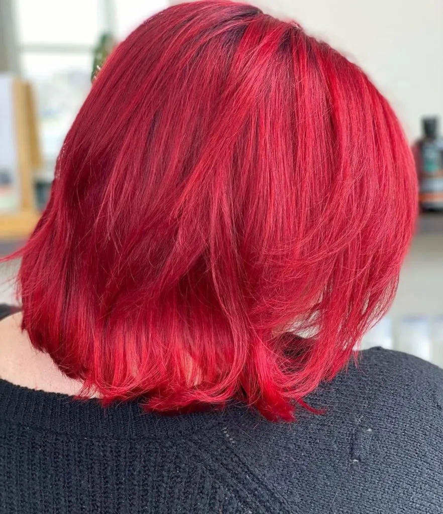red bob for thick hair