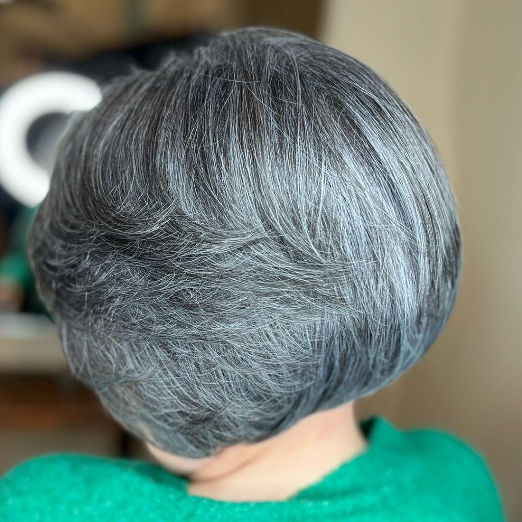 rounded bob cut for older women