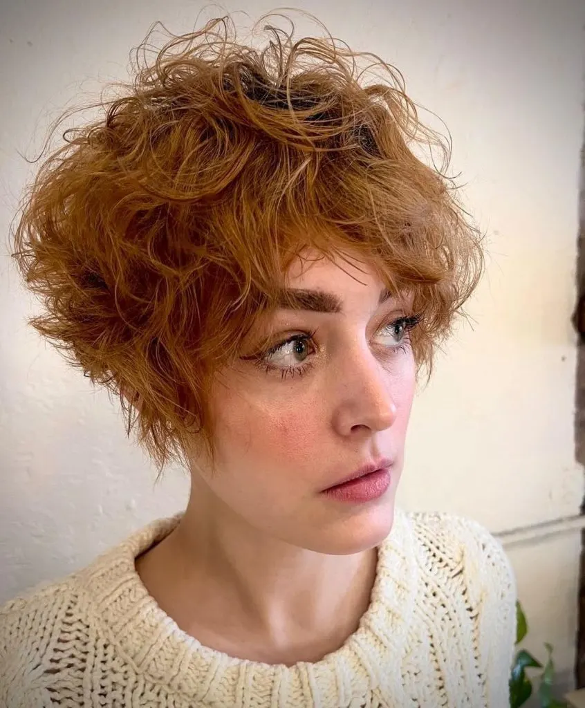 shaggy copper pixie haircut for thick hair