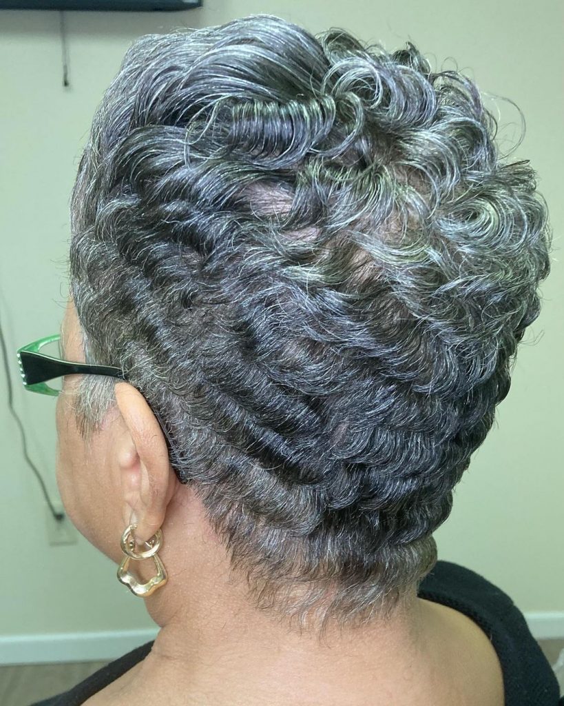 short curly haircut for older women