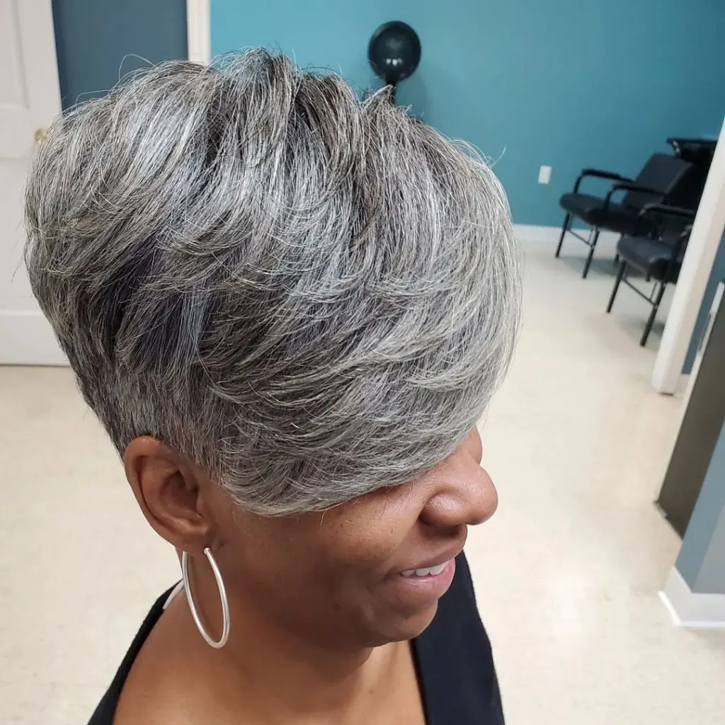 short haircut for older women with thick hair