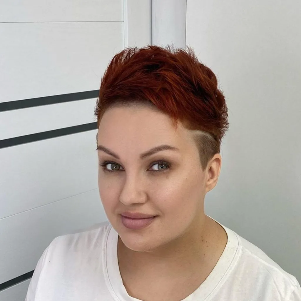 short haircut for women over 40 with shaved sides