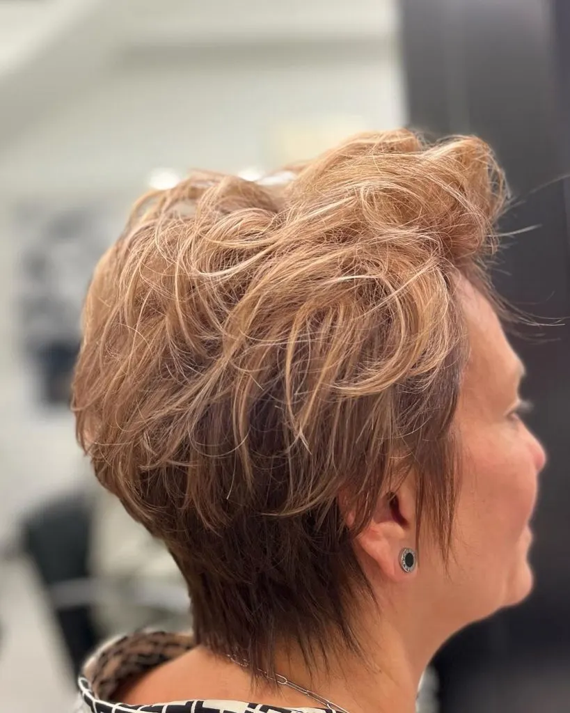 short haircut with choppy crown for older women