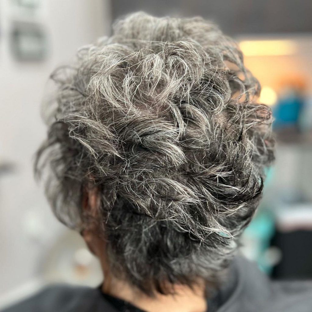 short haircut with lowlights for older women