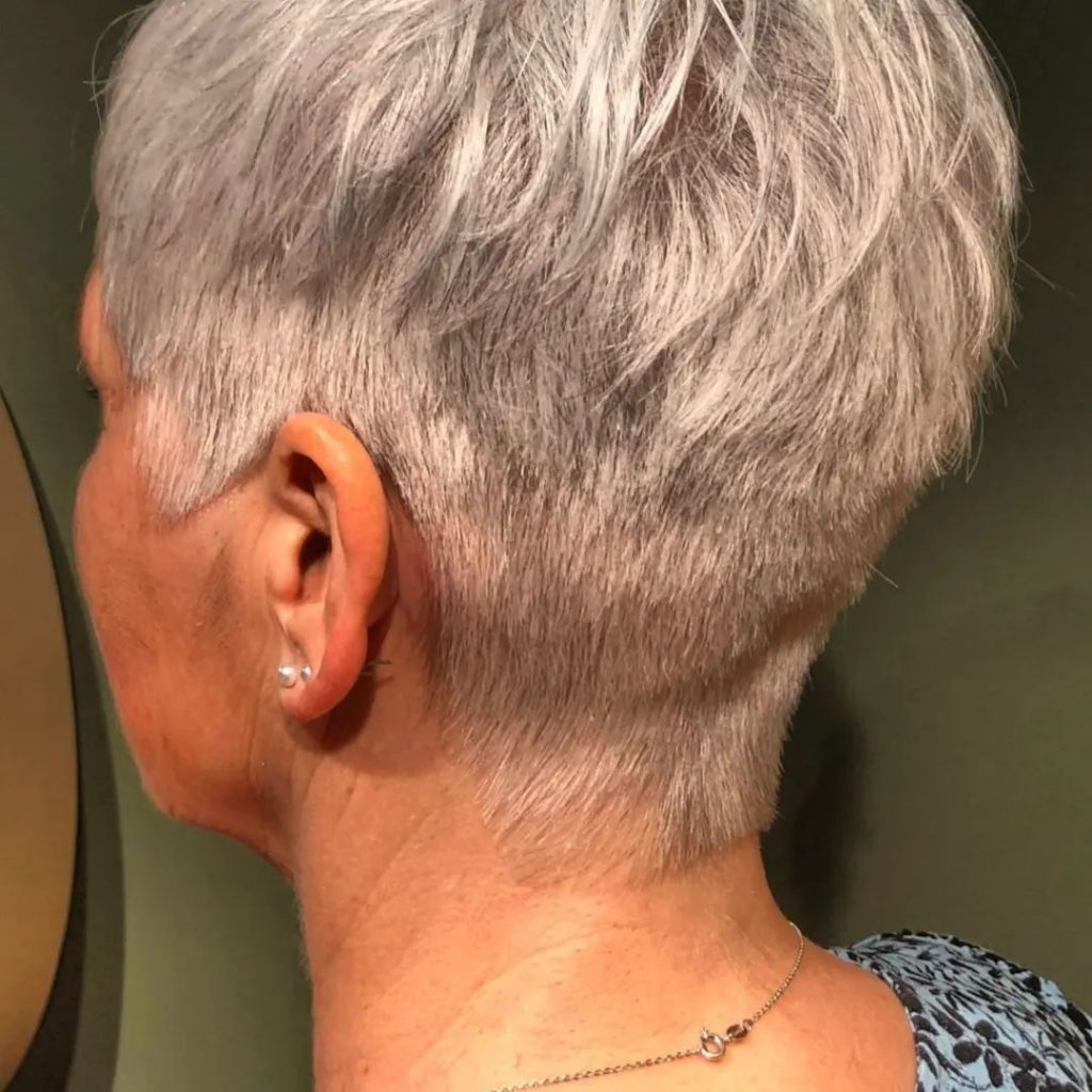 short hairstyle for older women with tapered neck