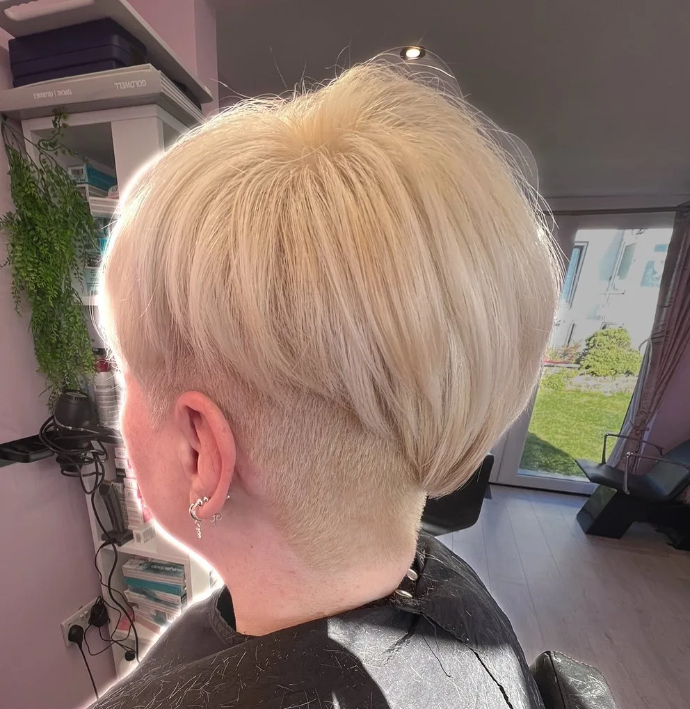 short hairstyle with undercut for older women