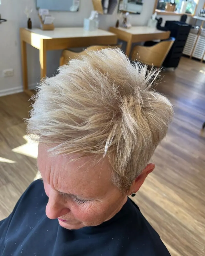 short spiky haircut for older women