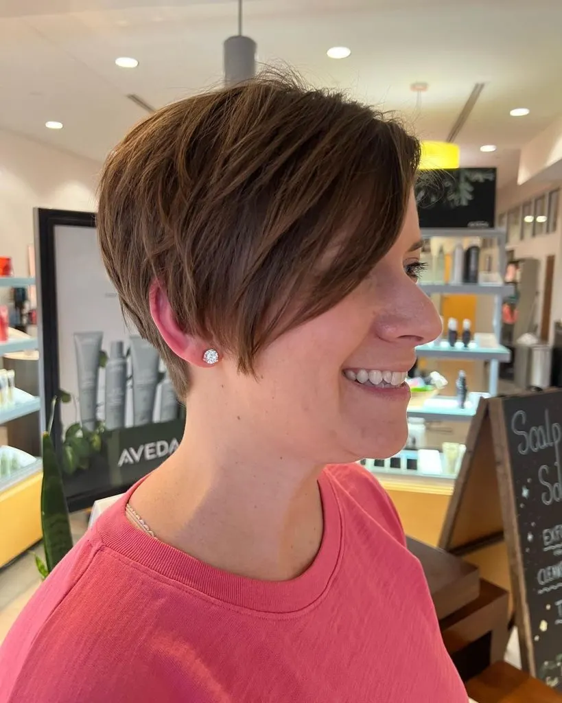 side bangs pixie cut for thick hair