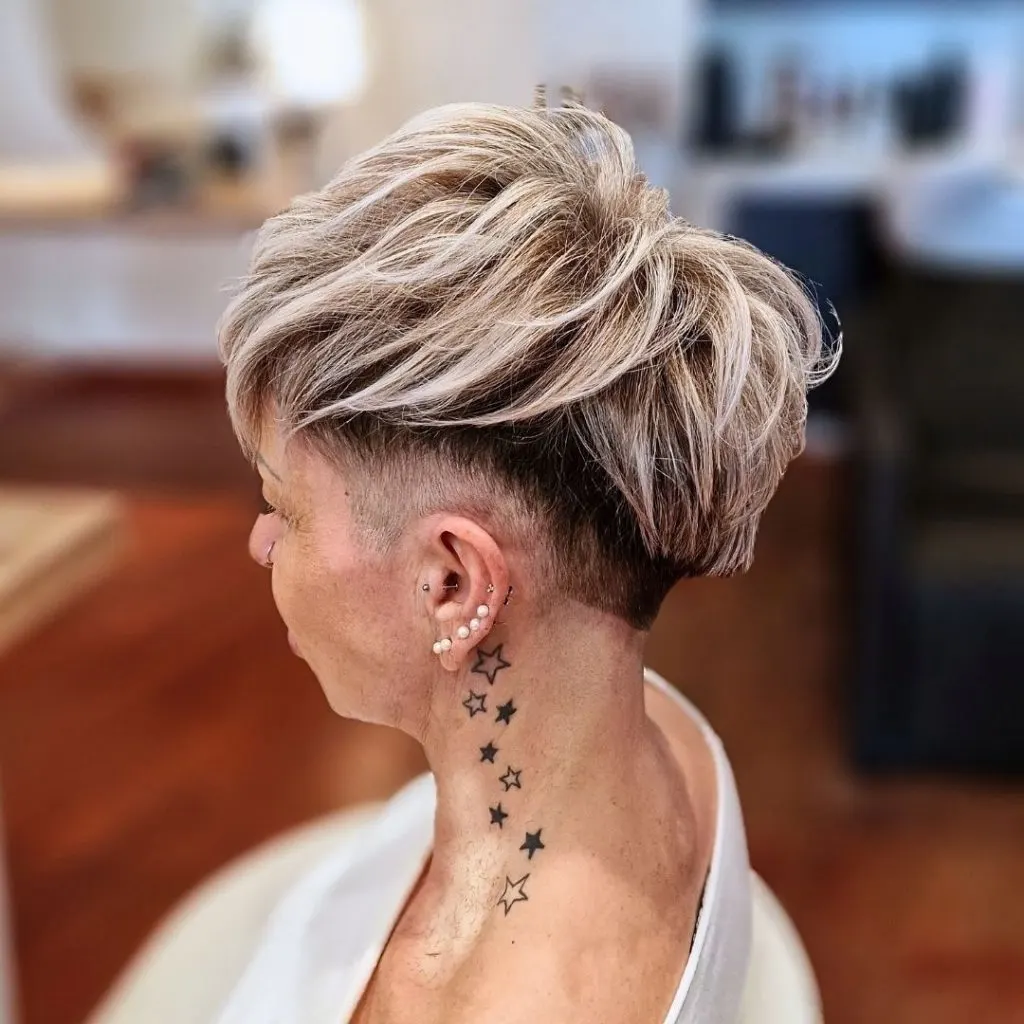spiky pixie cut with undercut for round faces