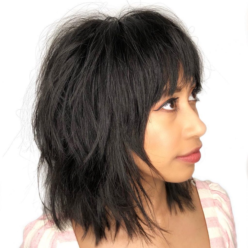 tousled bob cut with bangs for fine hair