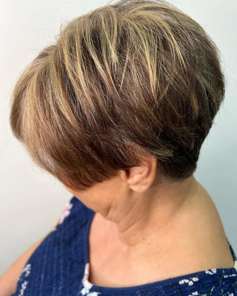 two-toned volumized pixie cut for older women
