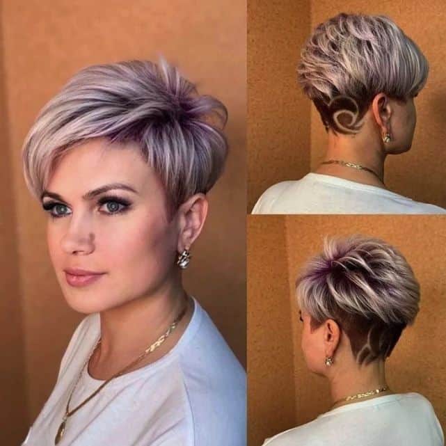 violet pixie haircut for thick hair
