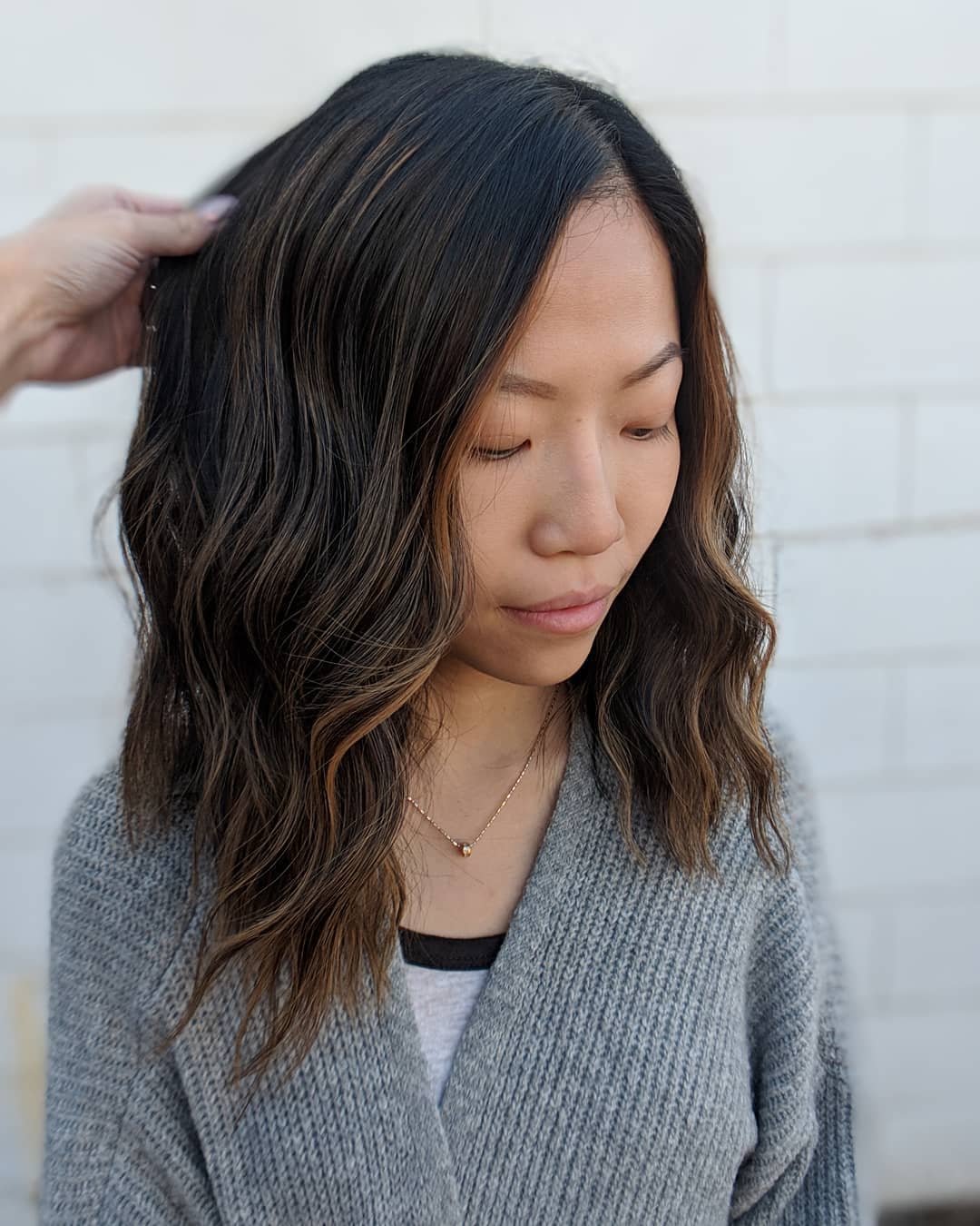 shoulder length asymmetrical bob