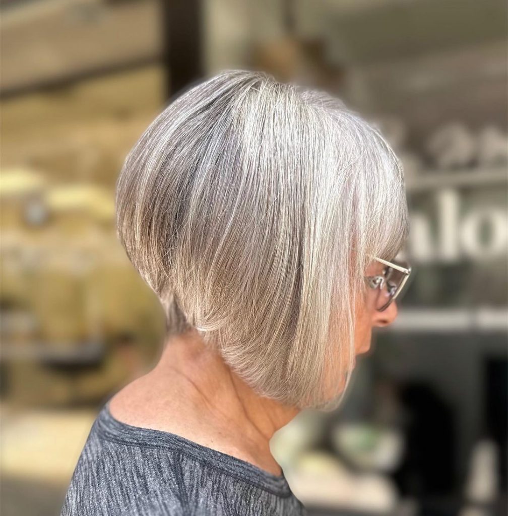 a cut bob for women over 70 with fine hair