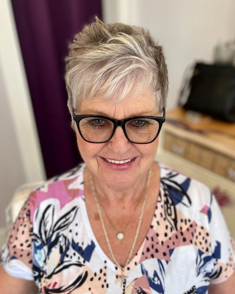 balayage pixie cut for women over 70 with fine hair
