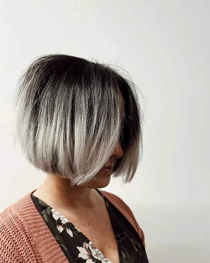 black and white bob for women over 50