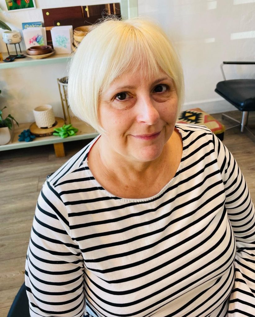 blonde french bob for women over 70 with fine hair