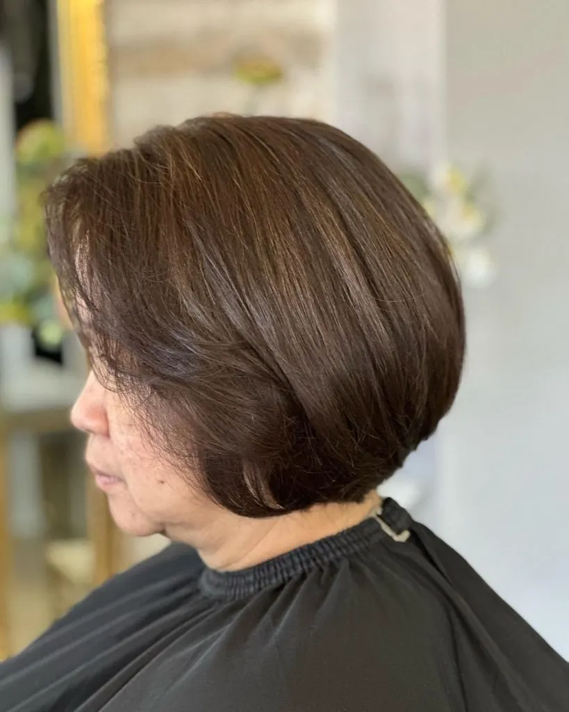 blow dried bob cut for women over 60