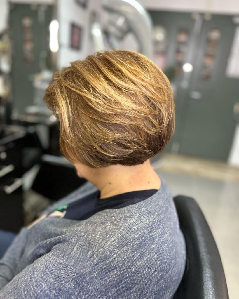 bob with angled layers for women over 60