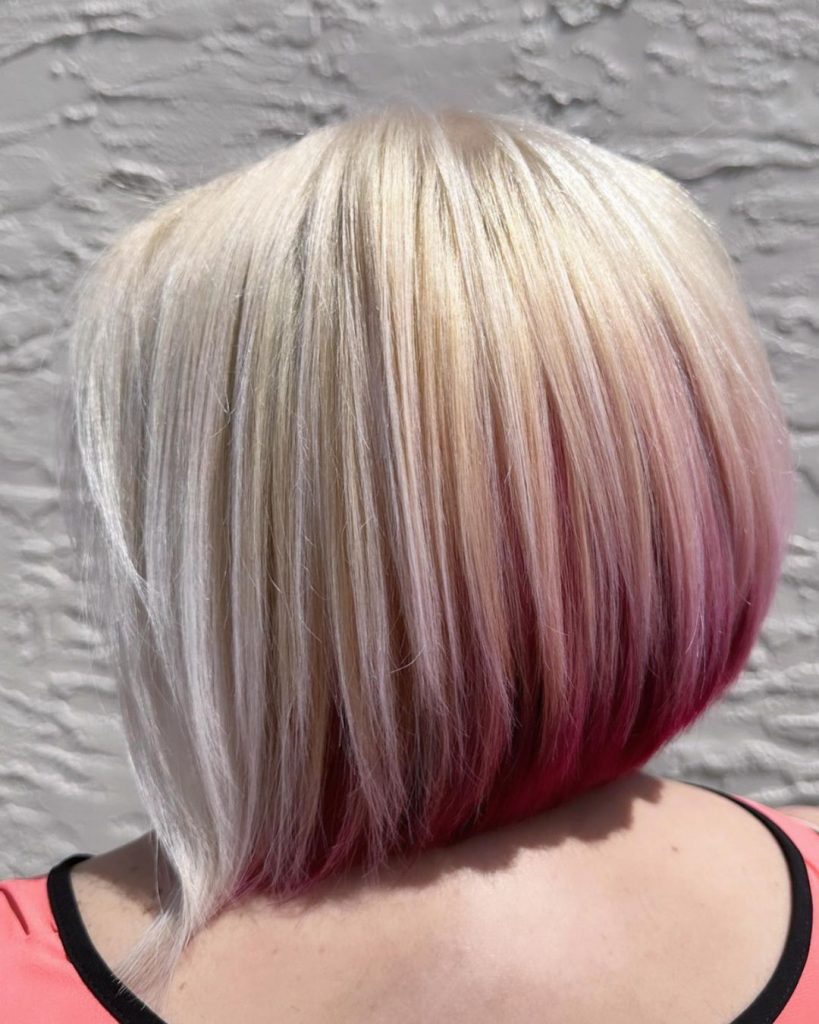 bob with pink highlights for women over 50