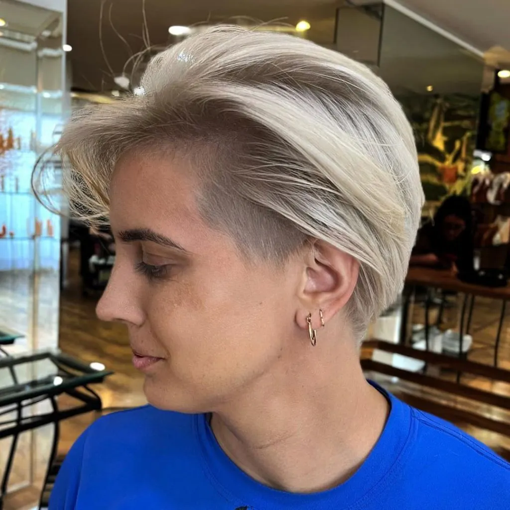 brushed back short haircut for women over 50
