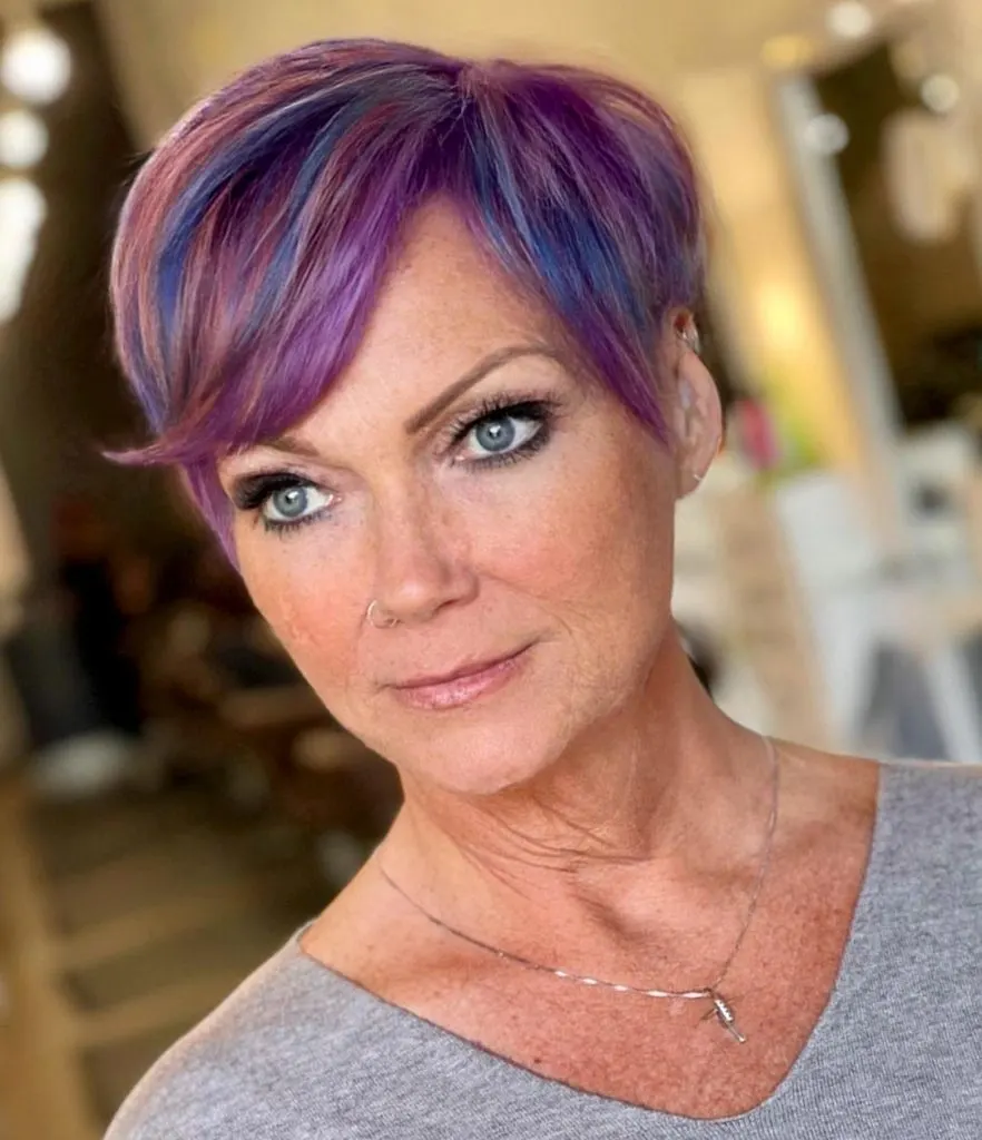 colorful pixie cut for women over 50