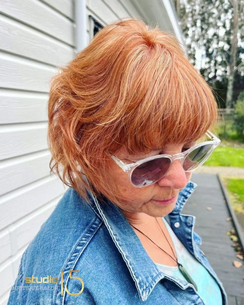 copper bob cut for women over 60