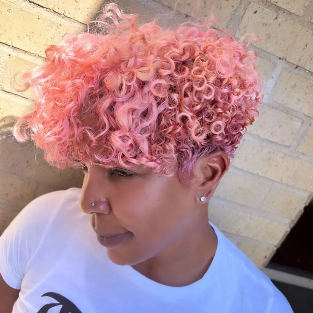 curly pink short hairstyle