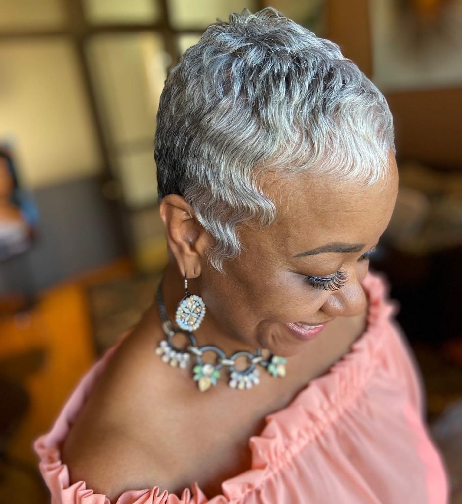 gray short haircut for older black ladies