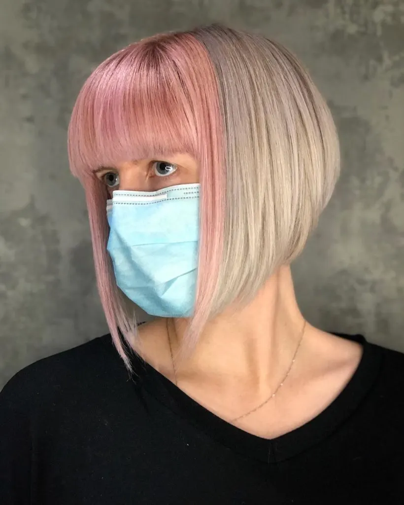 inverted stacked bob with bangs