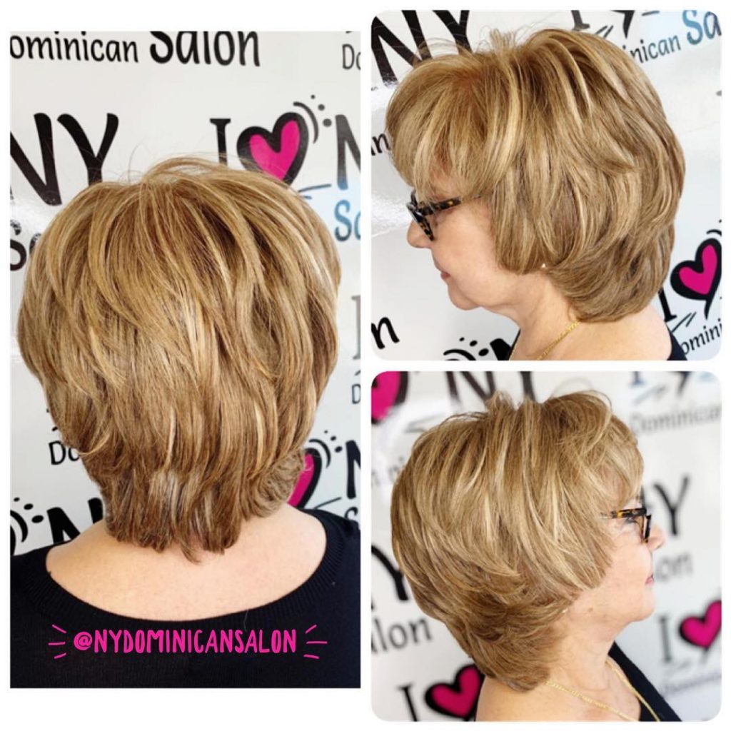 layered short haircut for women over 60