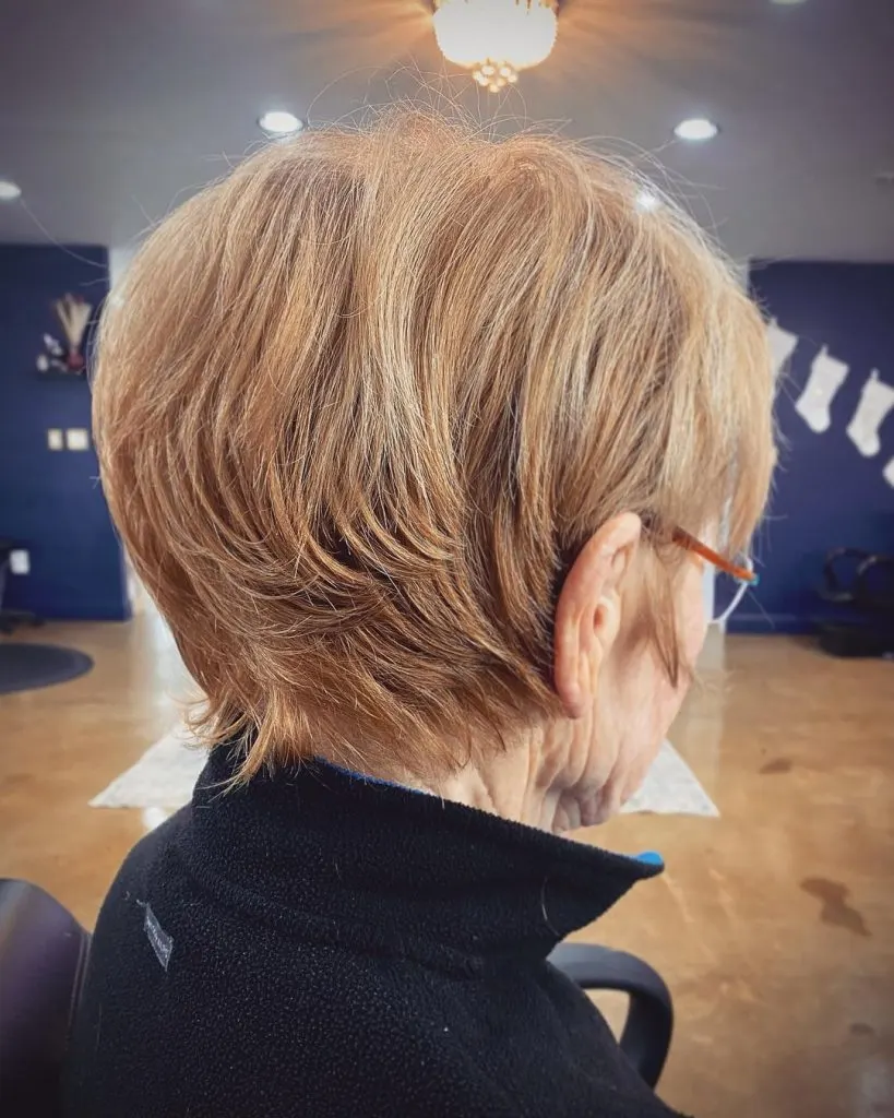 light copper short hairstyle for women over 70 with fine hair