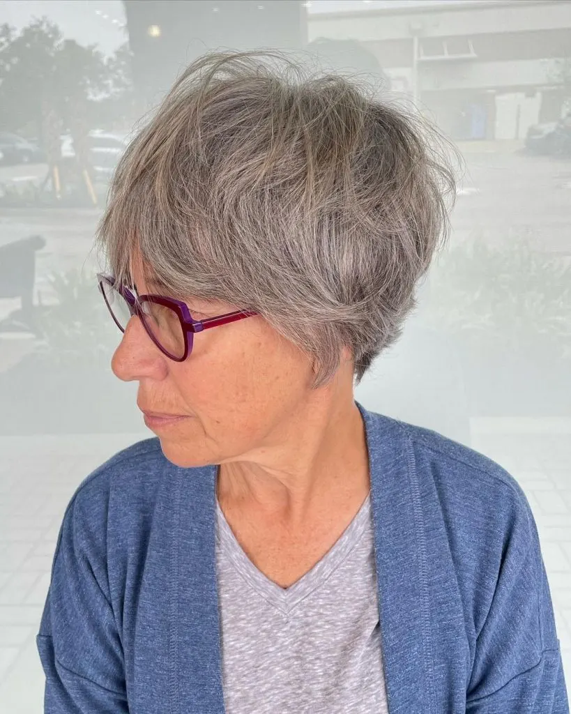 messy short haircut for women over 60