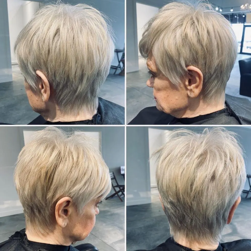 pixie cut with long bangs for women over 60
