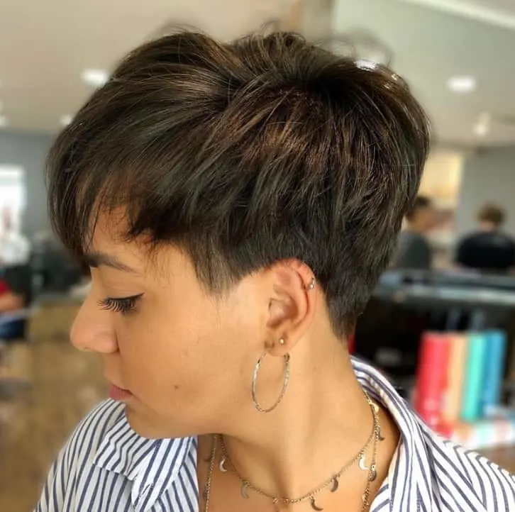 razor cut short hairstyle for women over 50