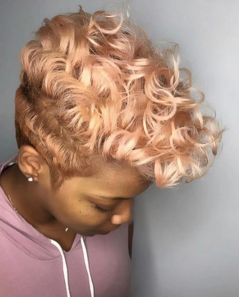 rose blonde pixie cut