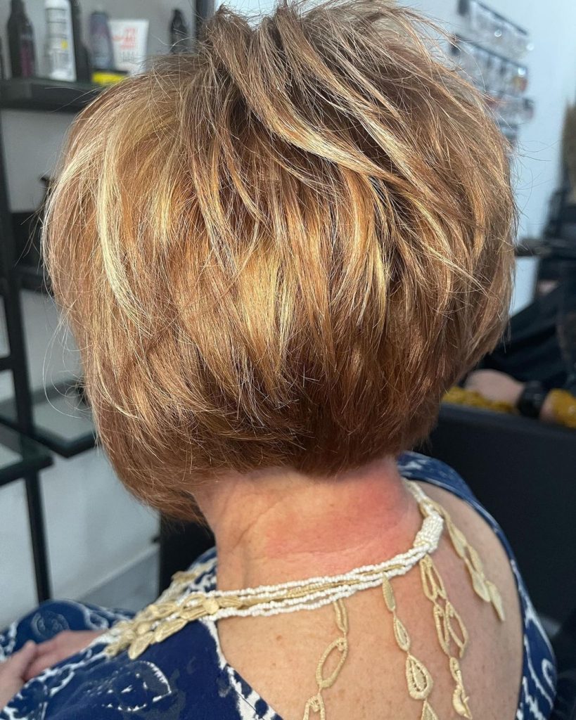 round bob with higlhights for women over 70 with fine hair